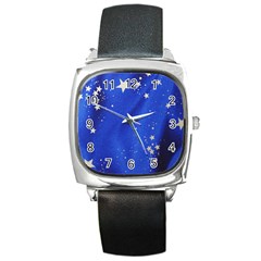 The Substance Blue Fabric Stars Square Metal Watch