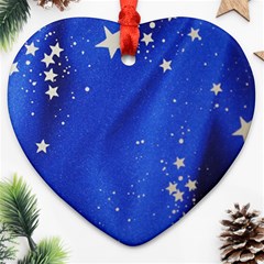 The Substance Blue Fabric Stars Heart Ornament (two Sides) by Amaryn4rt