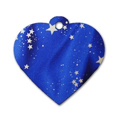 The Substance Blue Fabric Stars Dog Tag Heart (two Sides) by Amaryn4rt