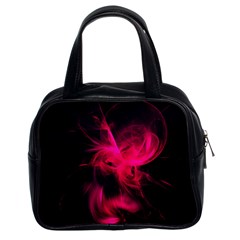 Pink Flame Fractal Pattern Classic Handbags (2 Sides) by traceyleeartdesigns