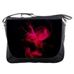 Pink Flame Fractal Pattern Messenger Bags by traceyleeartdesigns