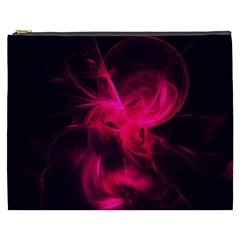 Pink Flame Fractal Pattern Cosmetic Bag (xxxl)  by traceyleeartdesigns