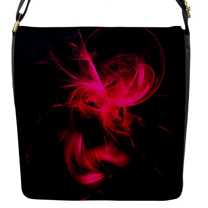 Pink Flame Fractal Pattern Flap Messenger Bag (S)