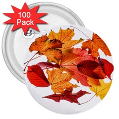 Autumn Leaves Leaf Transparent 3  Buttons (100 Pack)  by Amaryn4rt