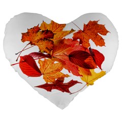 Autumn Leaves Leaf Transparent Large 19  Premium Heart Shape Cushions by Amaryn4rt