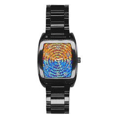 Background Color Game Pattern Stainless Steel Barrel Watch