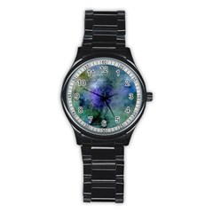 Background Texture Structure Stainless Steel Round Watch by Amaryn4rt