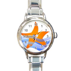 Beach Sea Sea Shell Swimming Round Italian Charm Watch by Amaryn4rt