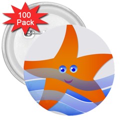 Beach Sea Sea Shell Swimming 3  Buttons (100 Pack) 