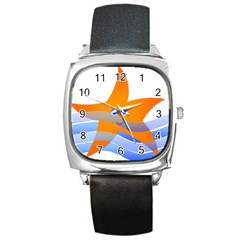 Beach Sea Sea Shell Swimming Square Metal Watch by Amaryn4rt