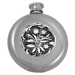 Decoration Pattern Design Flower Round Hip Flask (5 Oz) by Amaryn4rt