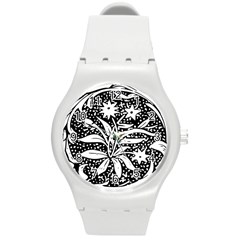 Decoration Pattern Design Flower Round Plastic Sport Watch (m) by Amaryn4rt