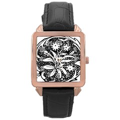 Decoration Pattern Design Flower Rose Gold Leather Watch  by Amaryn4rt