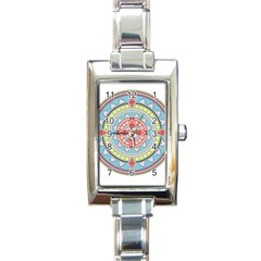 Drawing Mandala Art Rectangle Italian Charm Watch by Amaryn4rt