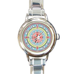 Drawing Mandala Art Round Italian Charm Watch by Amaryn4rt