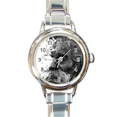 Grandfather Old Man Brush Design Round Italian Charm Watch by Amaryn4rt