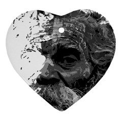 Grandfather Old Man Brush Design Heart Ornament (two Sides) by Amaryn4rt