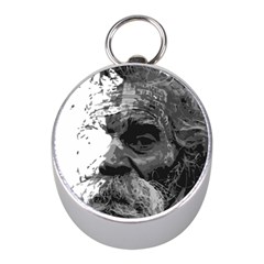 Grandfather Old Man Brush Design Mini Silver Compasses by Amaryn4rt