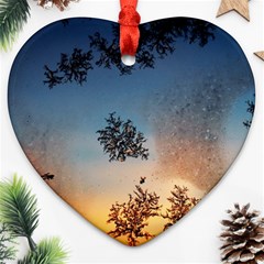 Hardest Frost Winter Cold Frozen Ornament (heart) by Amaryn4rt