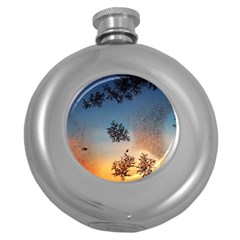 Hardest Frost Winter Cold Frozen Round Hip Flask (5 Oz) by Amaryn4rt