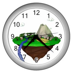 Low Poly 3d Render Polygon Wall Clocks (silver)  by Amaryn4rt