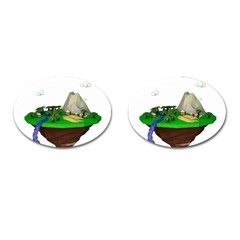 Low Poly 3d Render Polygon Cufflinks (oval) by Amaryn4rt