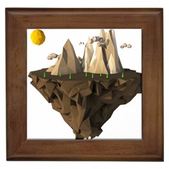 Low Poly Floating Island 3d Render Framed Tiles by Amaryn4rt