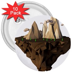 Low Poly Floating Island 3d Render 3  Buttons (10 Pack)  by Amaryn4rt