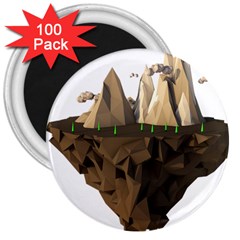 Low Poly Floating Island 3d Render 3  Magnets (100 Pack) by Amaryn4rt