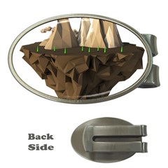 Low Poly Floating Island 3d Render Money Clips (oval)  by Amaryn4rt