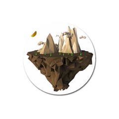 Low Poly Floating Island 3d Render Magnet 3  (round) by Amaryn4rt