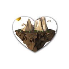 Low Poly Floating Island 3d Render Heart Coaster (4 Pack)  by Amaryn4rt