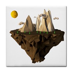 Low Poly Floating Island 3d Render Face Towel by Amaryn4rt