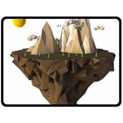 Low Poly Floating Island 3d Render Fleece Blanket (large) 