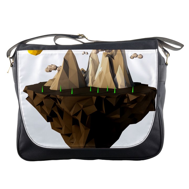 Low Poly Floating Island 3d Render Messenger Bags