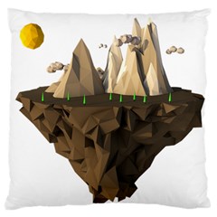 Low Poly Floating Island 3d Render Large Flano Cushion Case (one Side) by Amaryn4rt