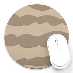 Pattern Wave Beige Brown Round Mousepads by Amaryn4rt