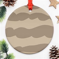 Pattern Wave Beige Brown Ornament (round) by Amaryn4rt