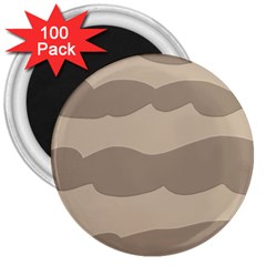 Pattern Wave Beige Brown 3  Magnets (100 Pack) by Amaryn4rt