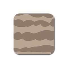 Pattern Wave Beige Brown Rubber Square Coaster (4 Pack)  by Amaryn4rt