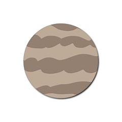 Pattern Wave Beige Brown Rubber Coaster (round)  by Amaryn4rt