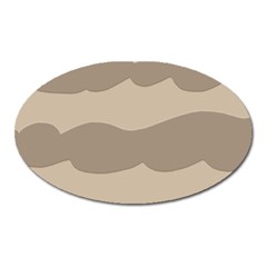 Pattern Wave Beige Brown Oval Magnet by Amaryn4rt