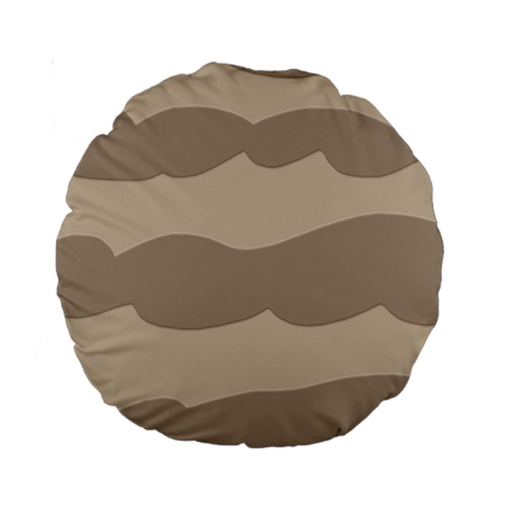 Pattern Wave Beige Brown Standard 15  Premium Round Cushions