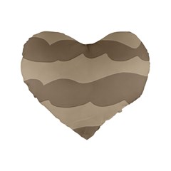 Pattern Wave Beige Brown Standard 16  Premium Heart Shape Cushions