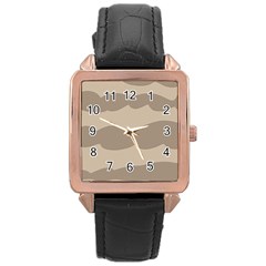 Pattern Wave Beige Brown Rose Gold Leather Watch  by Amaryn4rt