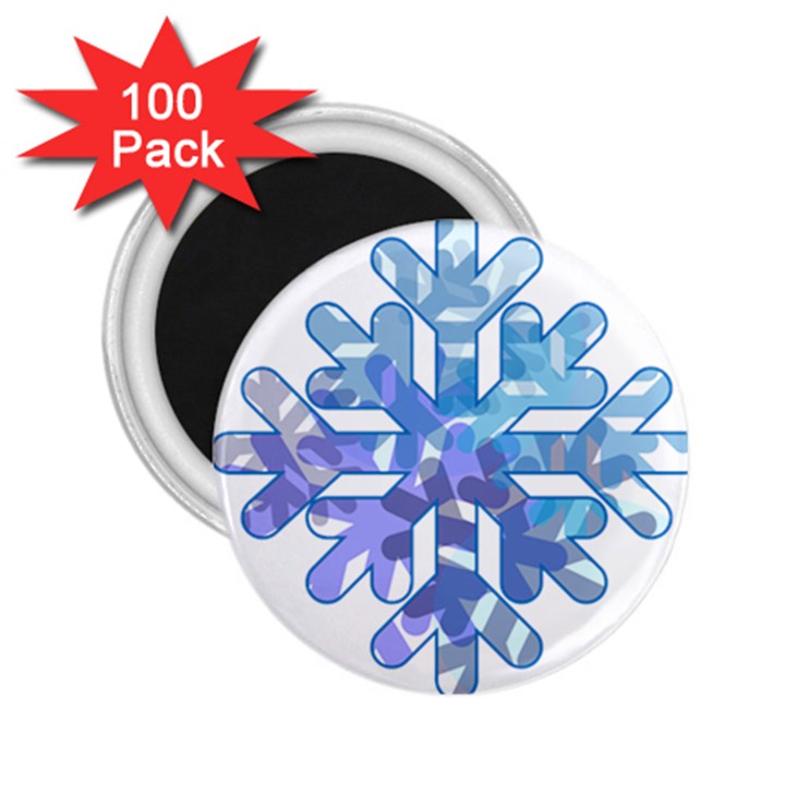 Snowflake Blue Snow Snowfall 2.25  Magnets (100 pack) 