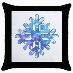 Snowflake Blue Snow Snowfall Throw Pillow Case (black)