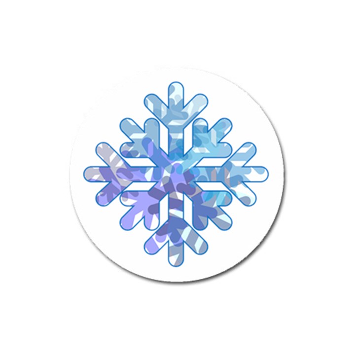 Snowflake Blue Snow Snowfall Magnet 3  (Round)