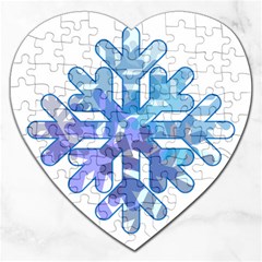 Snowflake Blue Snow Snowfall Jigsaw Puzzle (heart) by Amaryn4rt