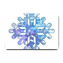 Snowflake Blue Snow Snowfall Small Doormat  by Amaryn4rt